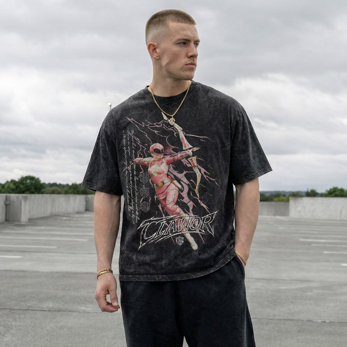 PWR: Mighty Morphin Pink Ranger Oversized Washed Tee