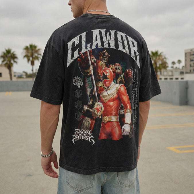 PWR: Zeo Red Ranger Oversized Washed Tee