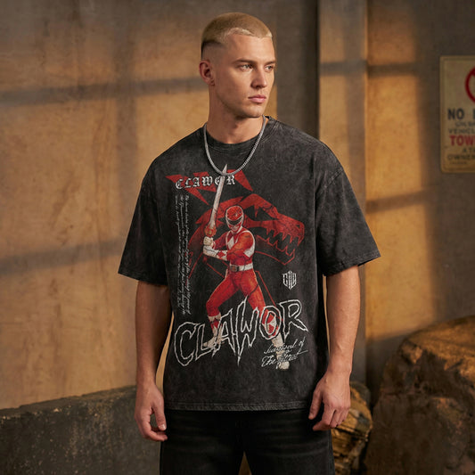 PWR: Mighty Morphin Red Ranger Oversized Washed Tee