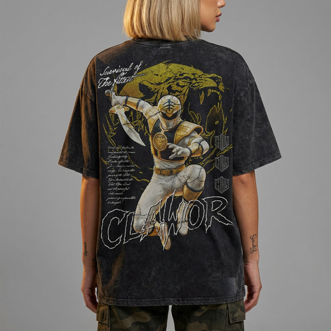 PWR: Mighty Morphin White Ranger S1 Oversized Washed Tee