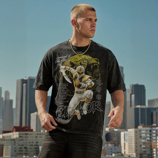 PWR: Mighty Morphin White Ranger S1 Oversized Washed Tee