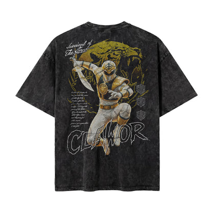 PWR: Mighty Morphin White Ranger S1 Oversized Washed Tee