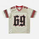 CLAWOR 69 GOTHIC Satin Mesh Varsity Jersey – White/Red (M–2XL)