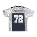 CLAWOR 72 STAR Satin Mesh Varsity Jersey – Silver/Navy (M–2XL)