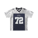CLAWOR 72 STAR Satin Mesh Varsity Jersey – Silver/Navy (M–2XL)