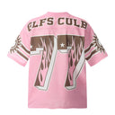 CLAWOR 77 FLAME Oversized Varsity Jersey – Pink/Brown (M–2XL)