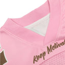 CLAWOR 77 FLAME Oversized Varsity Jersey – Pink/Brown (M–2XL)