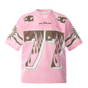 CLAWOR 77 FLAME Oversized Varsity Jersey – Pink/Brown (M–2XL)