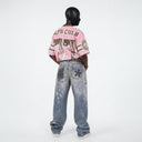 CLAWOR 77 FLAME Oversized Varsity Jersey – Pink/Brown (M–2XL)