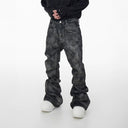 CLAWOR ASH VOID Washed Black Wide-Leg Denim – Grunge Streetwear Jeans (Sizes M–2XL)
