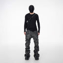 CLAWOR ASH VOID Washed Black Wide-Leg Denim – Grunge Streetwear Jeans (Sizes M–2XL)