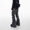 CLAWOR ASH VOID Washed Black Wide-Leg Denim – Grunge Streetwear Jeans (Sizes M–2XL)