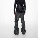 CLAWOR ASH VOID Washed Black Wide-Leg Denim – Grunge Streetwear Jeans (Sizes M–2XL)