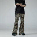 CLAWOR CAMO FLARE OPS Tactical Cargo Jeans – Oversized Streetwear Camo Pants (M–2XL)