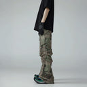 CLAWOR CAMO FLARE OPS Tactical Cargo Jeans – Oversized Streetwear Camo Pants (M–2XL)