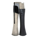 CLAWOR DIVISION VOID Split-Tone Patchwork Denim – Black & Gray Wide-Leg Pants (M–2XL)