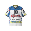 CLAWOR FORGE AHEAD Multi-Color Varsity Jersey – White/Blue/Red (M–2XL)