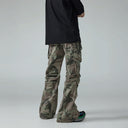 CLAWOR CAMO FLARE OPS Tactical Cargo Jeans – Oversized Streetwear Camo Pants (M–2XL)