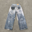 CLAWOR REBELLION ICONS Graphic Washed Wide-Leg Denim – Punk Streetwear Pants (M–2XL)