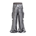 CLAWOR STEELWAVE Metallic Wide-Leg Cargo Pants – Silver (M–2XL)
