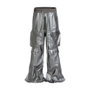 CLAWOR STEELWAVE Metallic Wide-Leg Cargo Pants – Silver (M–2XL)