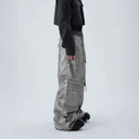 CLAWOR STEELWAVE Metallic Wide-Leg Cargo Pants – Silver (M–2XL)