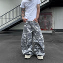 CLAWOR URBAN CAMO Wide-Leg Cargo Pants – Gray Camo Streetwear (M–2XL)