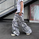 CLAWOR URBAN CAMO Wide-Leg Cargo Pants – Gray Camo Streetwear (M–2XL)