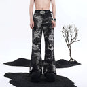 CLAWOR VOID FLARE Distressed Black & White Flare Jeans – Grunge Streetwear Pants Denim (M–2XL)