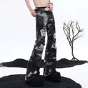 CLAWOR VOID FLARE Distressed Black & White Flare Jeans – Grunge Streetwear Pants Denim (M–2XL)