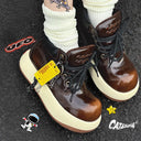 CLAWOR “UFO DARK BROWN” Leather Platform Sneakers (EU 35–45)