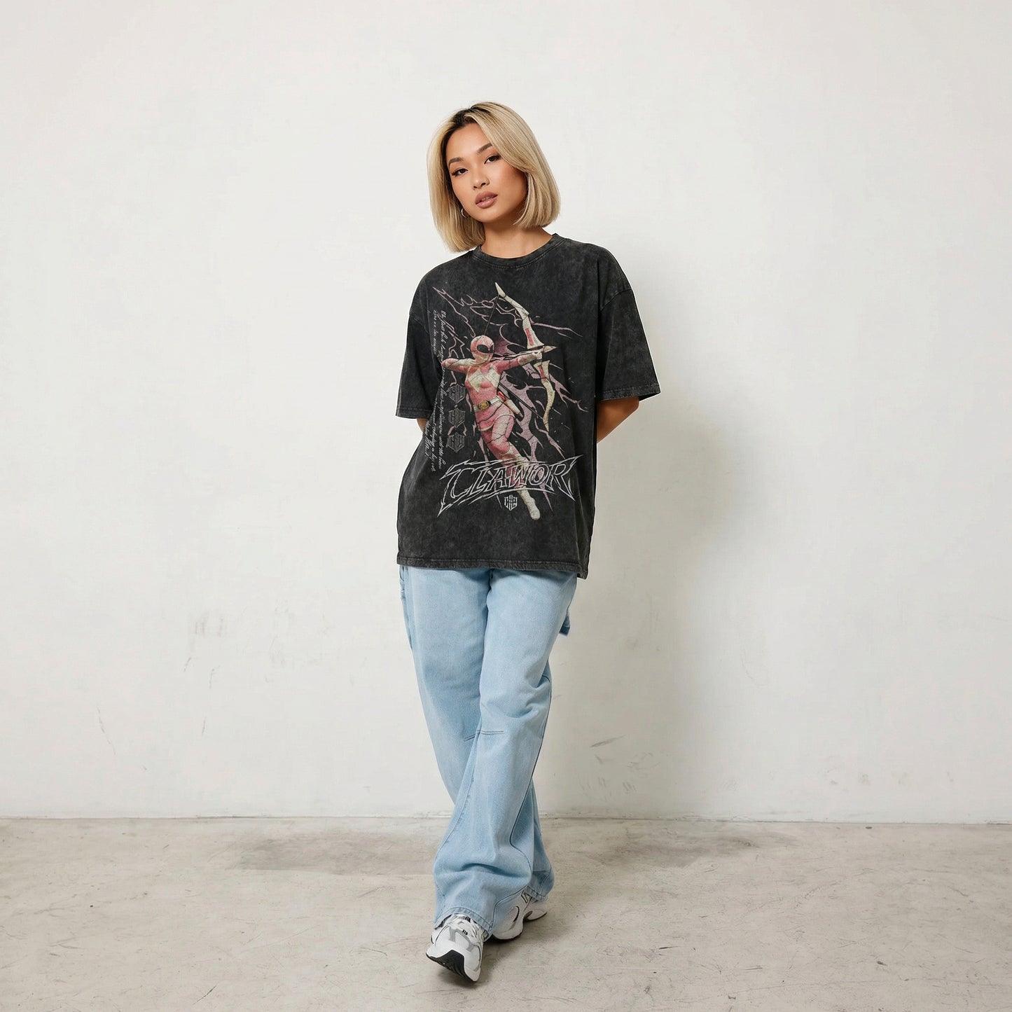 PWR: Mighty Morphin Pink Ranger Oversized Washed Tee